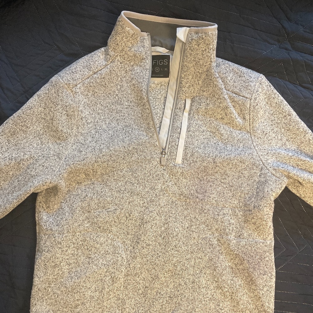 FIGS On-Shift™ Half Zip Sweater Knit Heather Light Grey